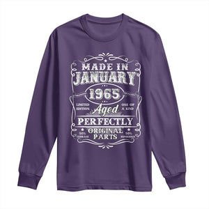 Retro Classic Made In January 1965 Long Sleeve Shirt Aged Perfectly Original Parts Vintage Birthday Men TS02 Purple Print Your Wear