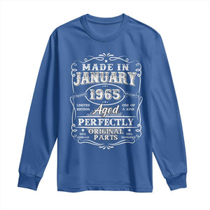 Retro Classic Made In January 1965 Long Sleeve Shirt Aged Perfectly Original Parts Vintage Birthday Men TS02 Royal Blue Print Your Wear