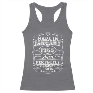 Retro Classic Made In January 1965 Racerback Tank Top Aged Perfectly Original Parts Vintage Birthday Men TS02 Charcoal Print Your Wear