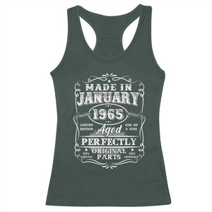 Retro Classic Made In January 1965 Racerback Tank Top Aged Perfectly Original Parts Vintage Birthday Men TS02 Dark Forest Green Print Your Wear