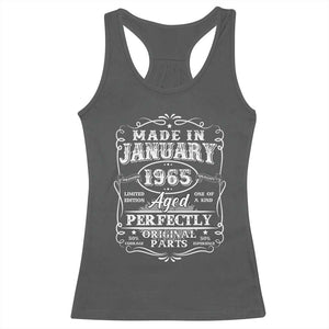 Retro Classic Made In January 1965 Racerback Tank Top Aged Perfectly Original Parts Vintage Birthday Men TS02 Dark Heather Print Your Wear