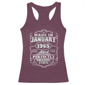 Retro Classic Made In January 1965 Racerback Tank Top Aged Perfectly Original Parts Vintage Birthday Men TS02 Maroon Print Your Wear