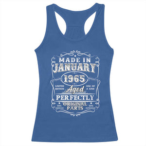 Retro Classic Made In January 1965 Racerback Tank Top Aged Perfectly Original Parts Vintage Birthday Men TS02 Royal Blue Print Your Wear
