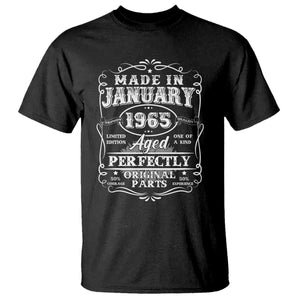 Retro Classic Made In January 1965 T Shirt Aged Perfectly Original Parts Vintage Birthday Men TS02 Black Print Your Wear