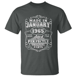 Retro Classic Made In January 1965 T Shirt Aged Perfectly Original Parts Vintage Birthday Men TS02 Dark Heather Print Your Wear
