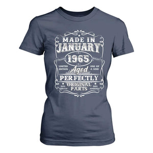 Retro Classic Made In January 1965 T Shirt For Women Aged Perfectly Original Parts Vintage Birthday Men TS02 Navy Print Your Wear