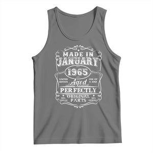 Retro Classic Made In January 1965 Tank Top Aged Perfectly Original Parts Vintage Birthday Men TS02 Black Heather Print Your Wear