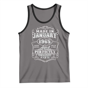 Retro Classic Made In January 1965 Tank Top Aged Perfectly Original Parts Vintage Birthday Men TS02 Deep Heather Black Print Your Wear