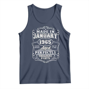 Retro Classic Made In January 1965 Tank Top Aged Perfectly Original Parts Vintage Birthday Men TS02 Navy Print Your Wear