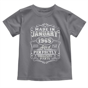 Retro Classic Made In January 1965 Toddler T Shirt Aged Perfectly Original Parts Vintage Birthday Men TS02 Charcoal Print Your Wear