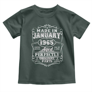 Retro Classic Made In January 1965 Toddler T Shirt Aged Perfectly Original Parts Vintage Birthday Men TS02 Dark Forest Green Print Your Wear