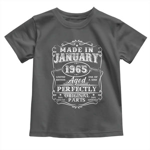 Retro Classic Made In January 1965 Toddler T Shirt Aged Perfectly Original Parts Vintage Birthday Men TS02 Dark Heather Print Your Wear