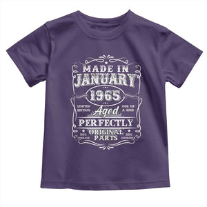 Retro Classic Made In January 1965 Toddler T Shirt Aged Perfectly Original Parts Vintage Birthday Men TS02 Purple Print Your Wear