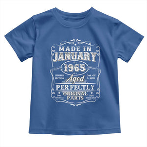 Retro Classic Made In January 1965 Toddler T Shirt Aged Perfectly Original Parts Vintage Birthday Men TS02 Royal Blue Print Your Wear