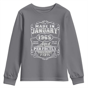 Retro Classic Made In January 1965 Youth Sweatshirt Aged Perfectly Original Parts Vintage Birthday Men TS02 Charcoal Print Your Wear