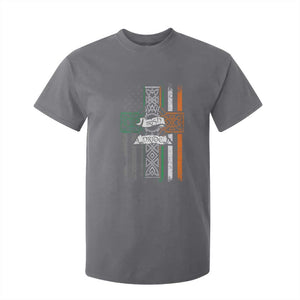 Irish Pride T Shirt For Kid American Flag Celtic Cross St Patricks Day TS02 Charcoal Print Your Wear