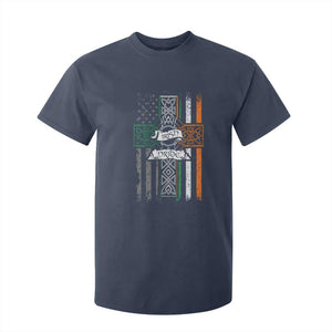 Irish Pride T Shirt For Kid American Flag Celtic Cross St Patricks Day TS02 Navy Print Your Wear