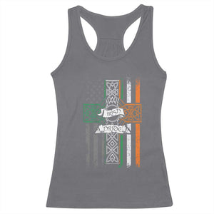 Irish Pride Racerback Tank Top American Flag Celtic Cross St Patricks Day TS02 Charcoal Print Your Wear