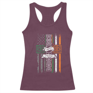 Irish Pride Racerback Tank Top American Flag Celtic Cross St Patricks Day TS02 Maroon Print Your Wear