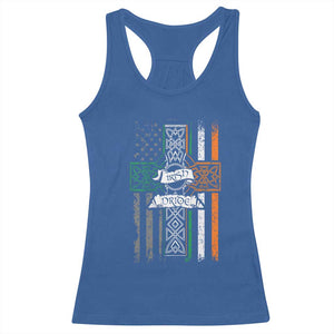 Irish Pride Racerback Tank Top American Flag Celtic Cross St Patricks Day TS02 Royal Blue Print Your Wear
