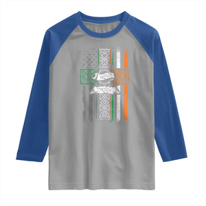 Irish Pride Raglan Shirt American Flag Celtic Cross St Patricks Day TS02 Sport Gray Royal Print Your Wear