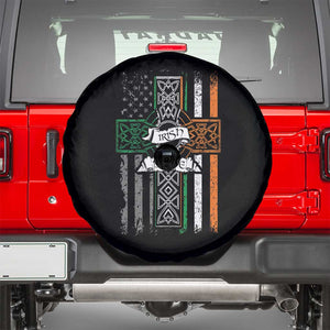 Irish Pride Spare Tire Cover American Flag Celtic Cross St Patricks Day TS02 Black Print Your Wear
