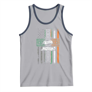 Irish Pride Tank Top American Flag Celtic Cross St Patricks Day TS02 Athletic Heather Navy Print Your Wear