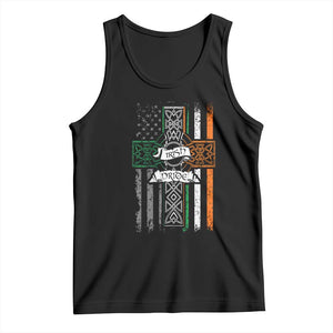 Irish Pride Tank Top American Flag Celtic Cross St Patricks Day TS02 Black Print Your Wear