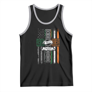 Irish Pride Tank Top American Flag Celtic Cross St Patricks Day TS02 Black Athletic Heather Print Your Wear
