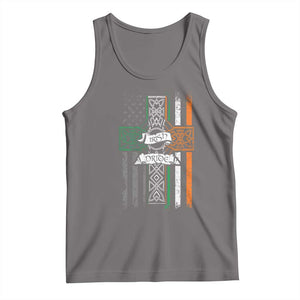 Irish Pride Tank Top American Flag Celtic Cross St Patricks Day TS02 Deep Heather Print Your Wear