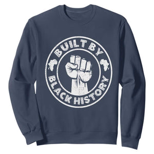 Black History Month Sweatshirt Built By Black History Afro Melanin TS02 Navy Printyourwear