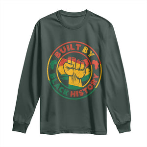 Built By Black History Long Sleeve Shirt African American Pride Raised Fist TS02 Dark Forest Green Print Your Wear