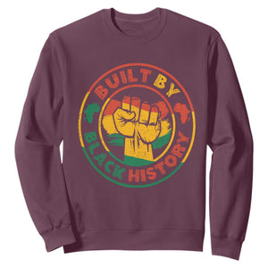 Black History Month Sweatshirt Built By Black History Afro Melanin TS02 Maroon Printyourwear
