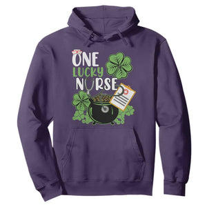 Funny One Lucky Nurse St. Patricks Day Hoodie Scrub Life RN ICU ER with Stethoscope TS02 Purple Printyourwear