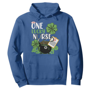 Funny One Lucky Nurse St. Patricks Day Hoodie Scrub Life RN ICU ER with Stethoscope TS02 Royal Blue Printyourwear
