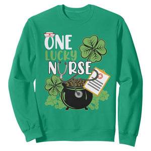 Funny One Lucky Nurse St. Patricks Day Sweatshirt Scrub Life RN ICU ER with Stethoscope TS02 Irish Green Printyourwear