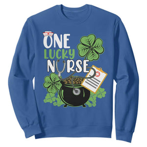 Funny One Lucky Nurse St. Patricks Day Sweatshirt Scrub Life RN ICU ER with Stethoscope TS02 Royal Blue Printyourwear