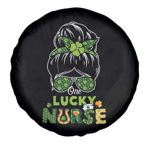 Funny One Lucky Nurse St Patricks Day Spare Tire Cover Scrub Life with Messy Bun TS02 Print Your Wear