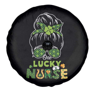 Funny One Lucky Nurse St Patricks Day Spare Tire Cover Scrub Life with Messy Bun TS02 Print Your Wear