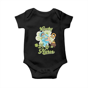 Funny Nurse St Patricks Day Baby Onesie Lucky To Be A Nurse Strong Scrub Life TS02 Black Print Your Wear