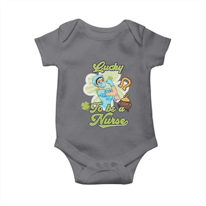 Funny Nurse St Patricks Day Baby Onesie Lucky To Be A Nurse Strong Scrub Life TS02 Charcoal Print Your Wear