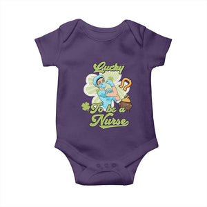 Funny Nurse St Patricks Day Baby Onesie Lucky To Be A Nurse Strong Scrub Life TS02 Purple Print Your Wear