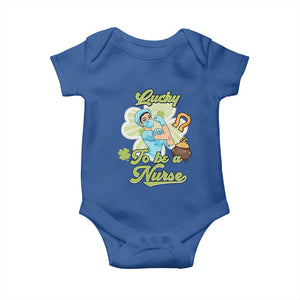 Funny Nurse St Patricks Day Baby Onesie Lucky To Be A Nurse Strong Scrub Life TS02 Royal Blue Print Your Wear