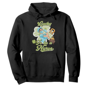 Funny Nurse St. Patricks Day Hoodie Lucky To Be A Nurse Strong Scrub Life TS02 Black Printyourwear