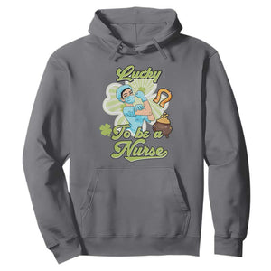 Funny Nurse St. Patricks Day Hoodie Lucky To Be A Nurse Strong Scrub Life TS02 Charcoal Printyourwear