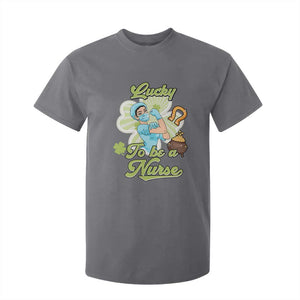 Funny Nurse St Patricks Day T Shirt For Kid Lucky To Be A Nurse Strong Scrub Life TS02 Charcoal Print Your Wear