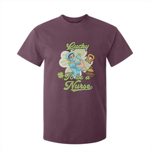 Funny Nurse St Patricks Day T Shirt For Kid Lucky To Be A Nurse Strong Scrub Life TS02 Maroon Print Your Wear