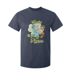 Funny Nurse St Patricks Day T Shirt For Kid Lucky To Be A Nurse Strong Scrub Life TS02 Navy Print Your Wear