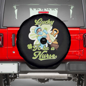 Funny Nurse St Patricks Day Spare Tire Cover Lucky To Be A Nurse Strong Scrub Life TS02 Black Print Your Wear