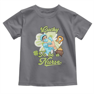 Funny Nurse St Patricks Day Toddler T Shirt Lucky To Be A Nurse Strong Scrub Life TS02 Charcoal Print Your Wear